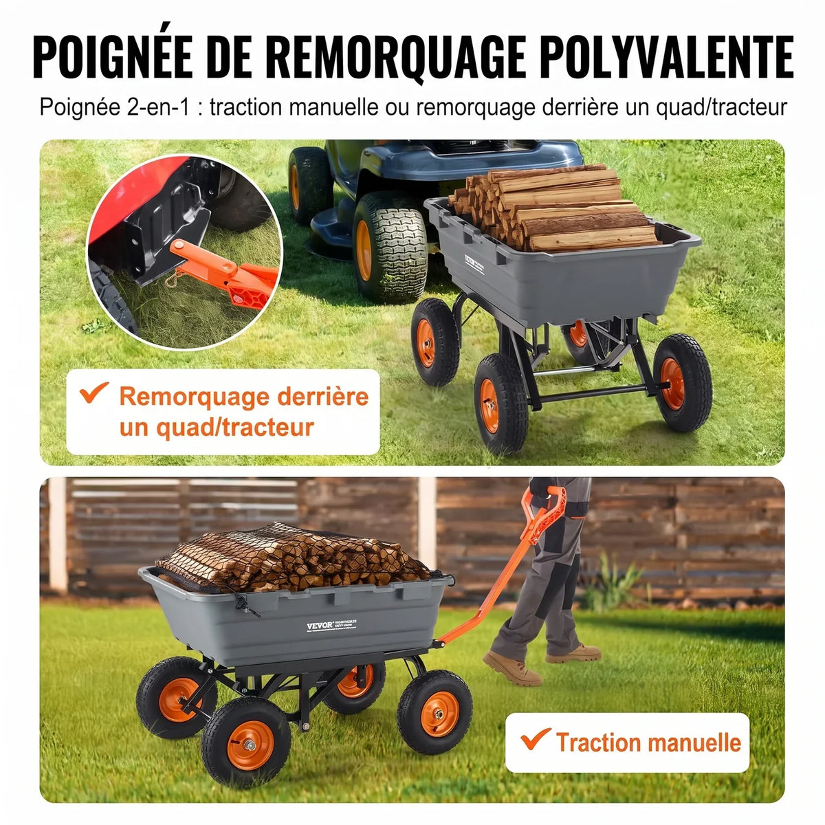 Chariot à Benne basculante - Capacité de Charge 680 kg